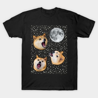 Three Doge Night Howling at the Moon T-Shirt